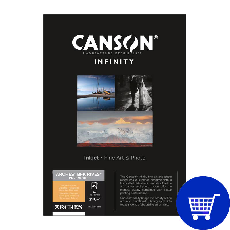 Papier CANSON INFINITY Arches® BFK Rives Blanc 310g A3 25 feuilles