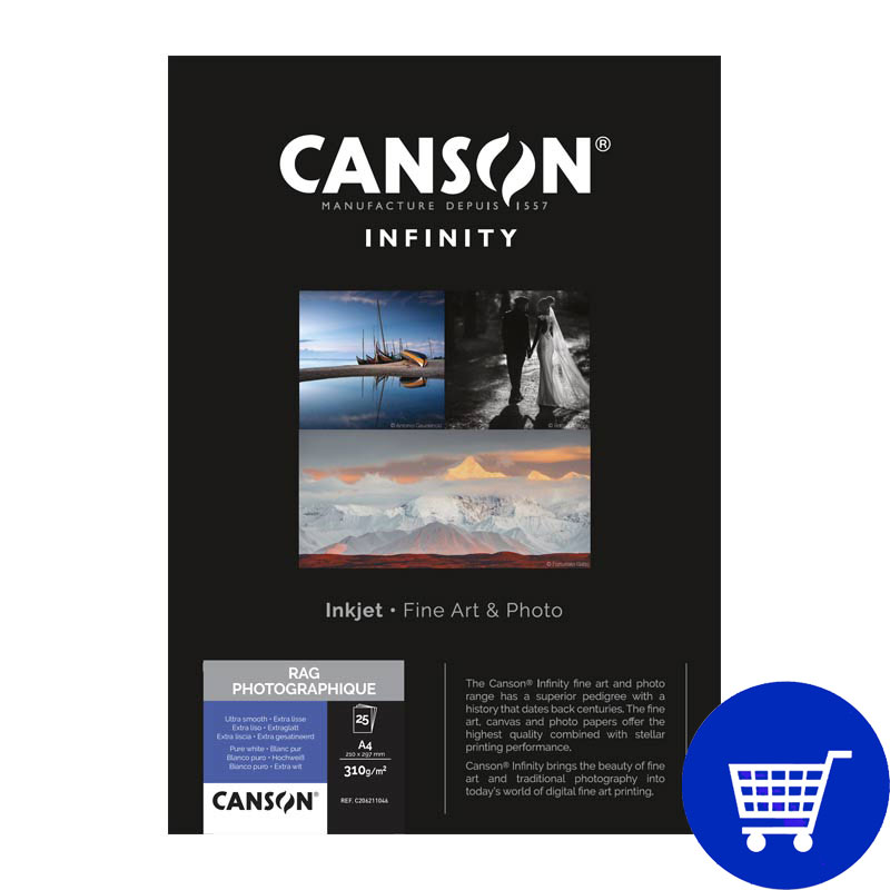 Papier jet d'encre CANSON Infinity Rag Photographique blanc mat 310g - A3+  (32,9x48,3cm) - 25 feuilles